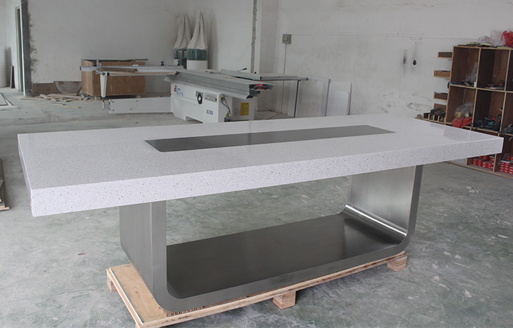 Star Point Light Gray Solid Surface Conference Table