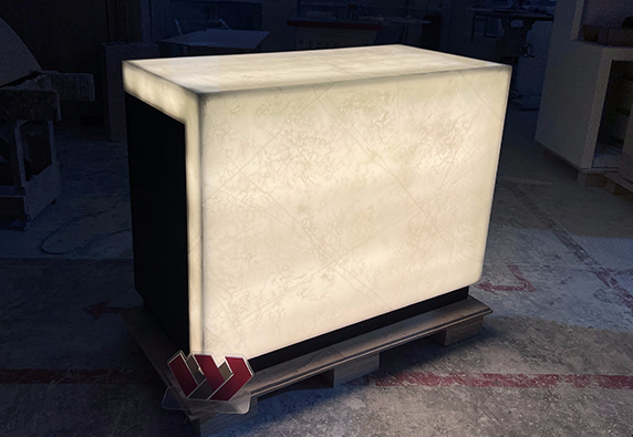 Translucent marble led small front reception desk