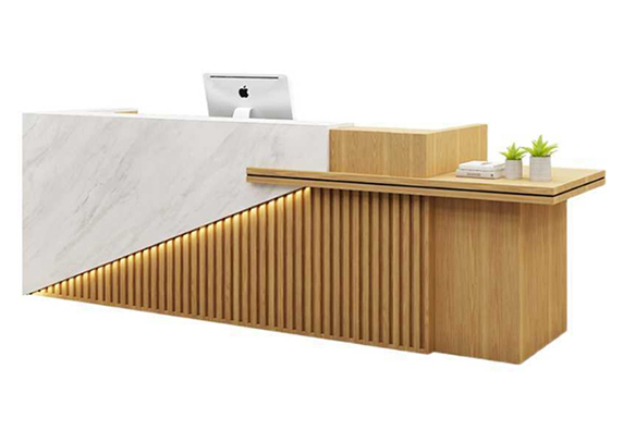 wood marble architecture lobby modern reception desk
