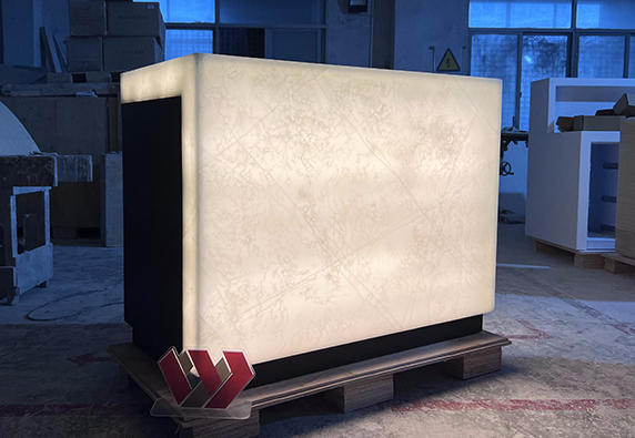 Translucent marble led small front reception desk