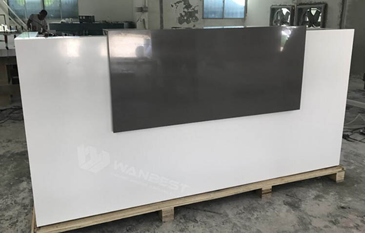 LED Acrylic Stone White Black Reception Desk
