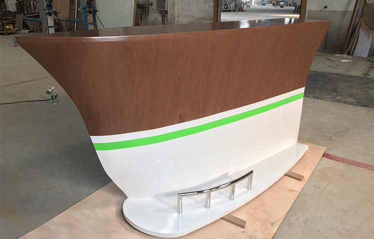 Boat Shape Grey Wood Bar Counter