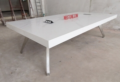 Large size conference table with stainless steel leg marble top