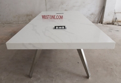 Large size conference table with stainless steel leg marble top