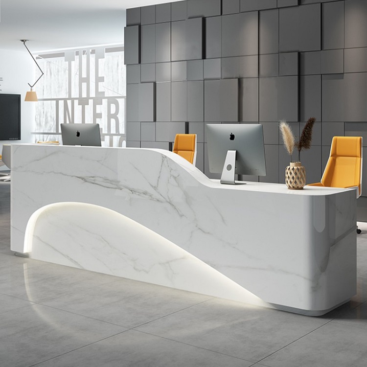 white reception desk