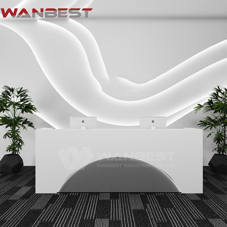 pure white reception desk