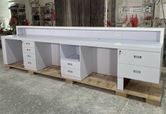 Foldable pure white smooth marble company reception desk