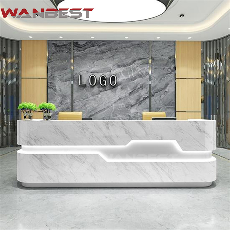 white reception desk