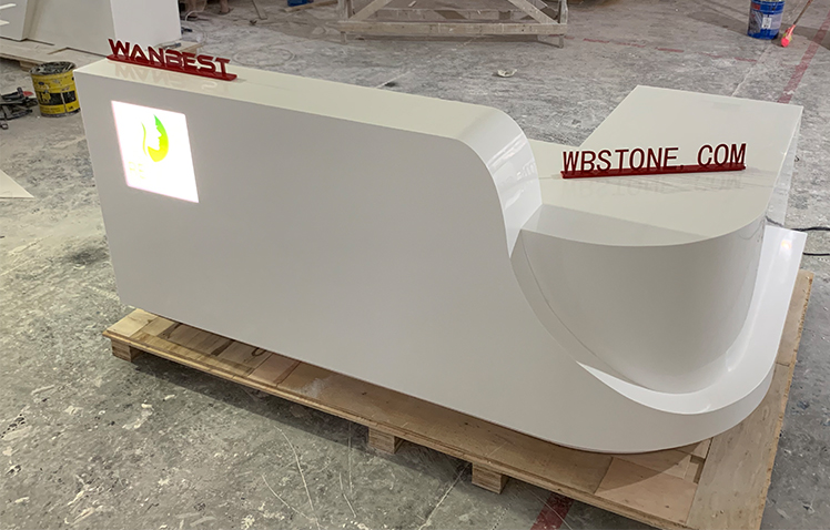 white reception desk