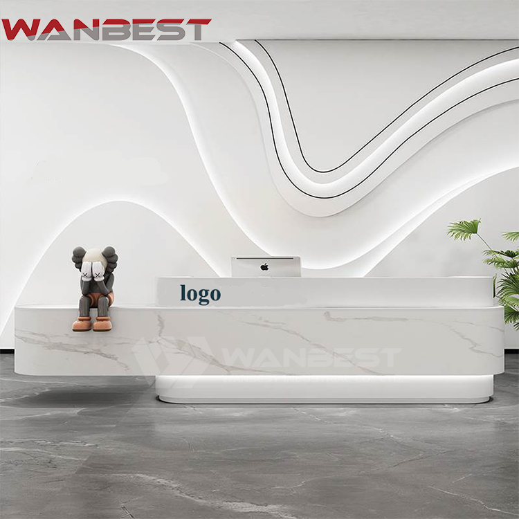 white reception desk