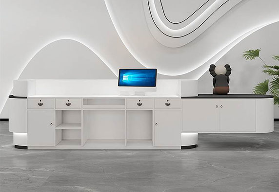 Simple modern white artificial marble reception desk