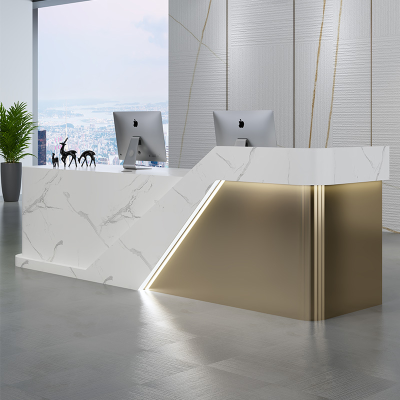 white reception desk