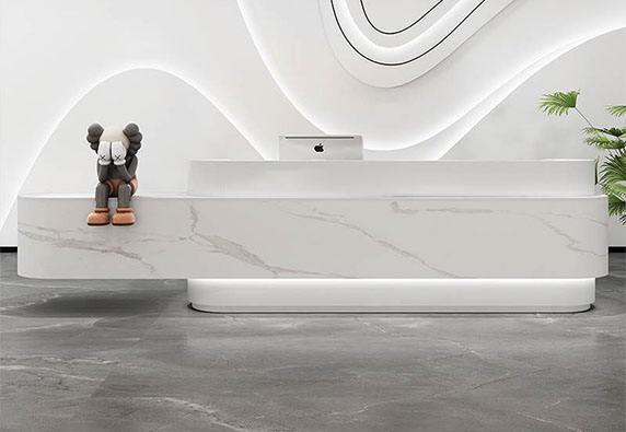 Simple modern white artificial marble reception desk