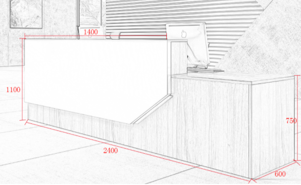 reception desk size