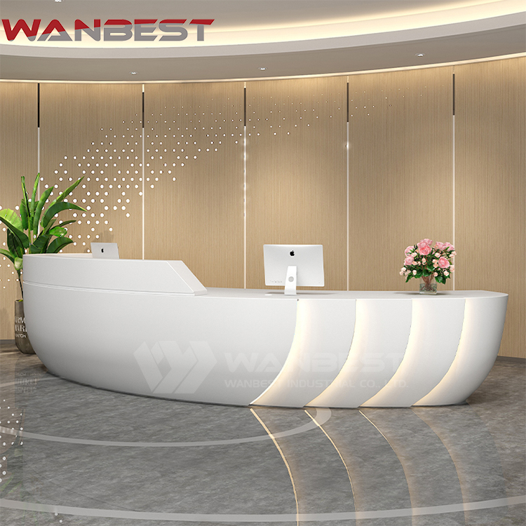 white reception desk