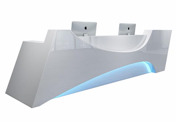 modern custom led  white reception desk design