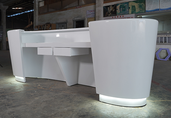 led lighting oval white marble medical spa reception desk