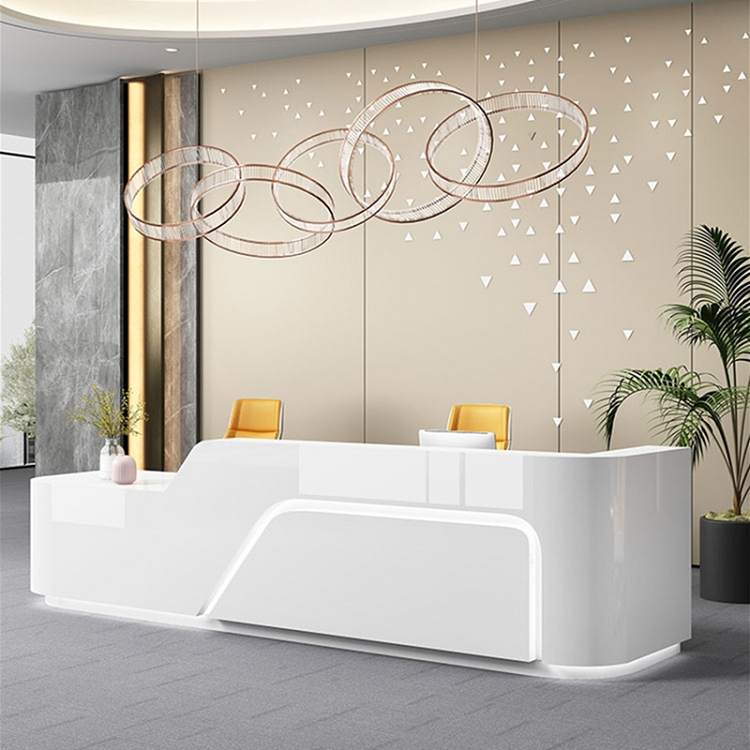 white reception desk