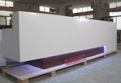 Foldable pure white smooth marble company reception desk