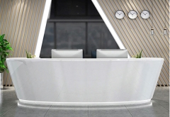 led lighting oval white marble medical spa reception desk