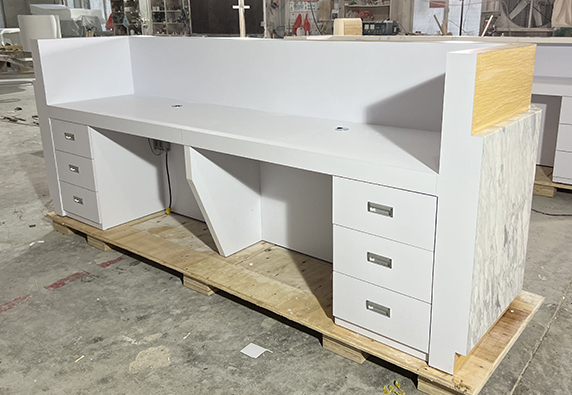 Semi curved natural marble reception desk office desk