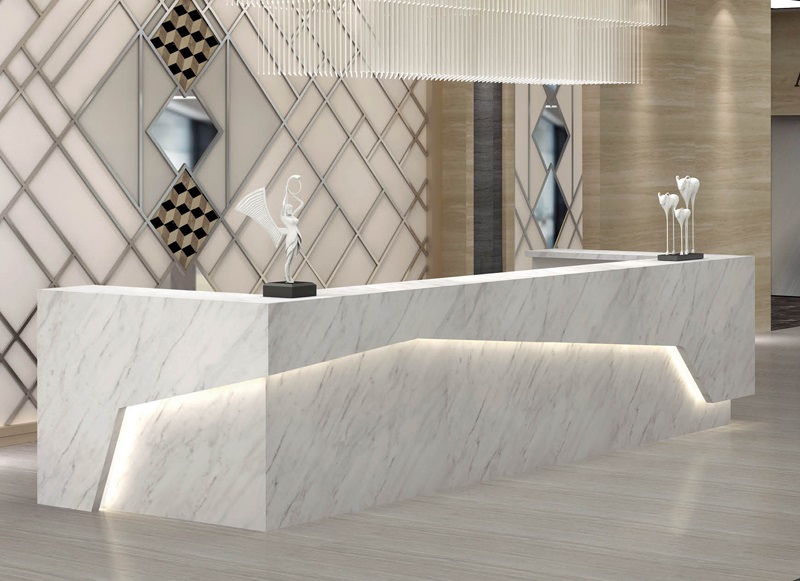 white reception desk