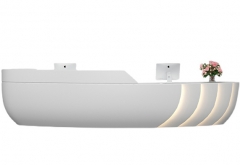 modern white oval curved front led reception desk