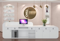 rustic modern white oval reception desk design for sale