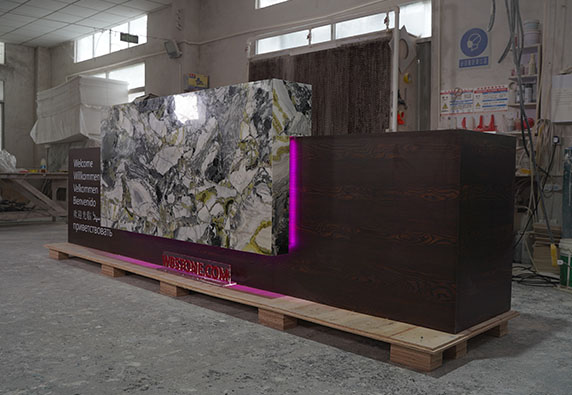 High grade rectangular reception desk with lighting