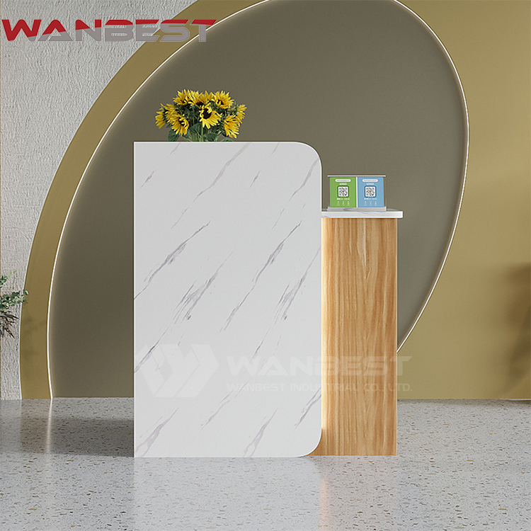 white reception desk