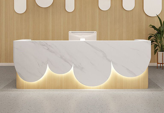 Cloud Artificial Marble Office White Reception Desk