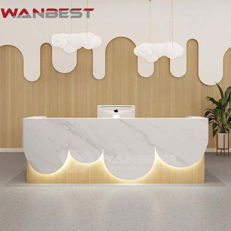 White reception desk