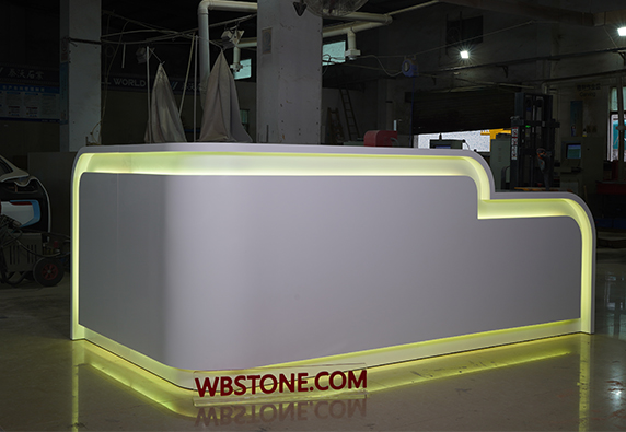 Color solid surface factory real shot LED reception desk