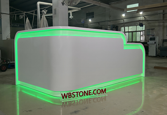 Color solid surface factory real shot LED reception desk