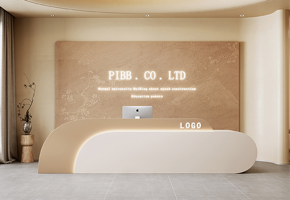 Newest Design Brown White Solid Surface Reception Desk