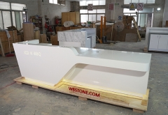 New design white led artificial marble reception desk
