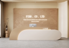 Newest Design Brown White Solid Surface Reception Desk