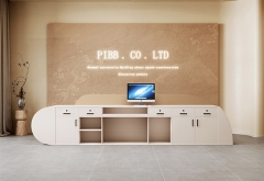 Newest Design Brown White Solid Surface Reception Desk