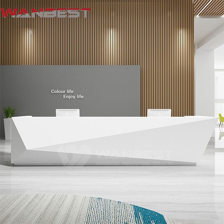 white reception desk