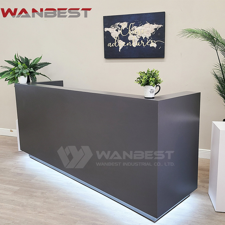 black reception desk