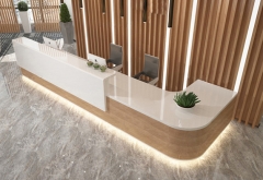 white business solid surface material reception desk