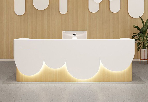 Cloud Artificial Marble Office White Reception Desk