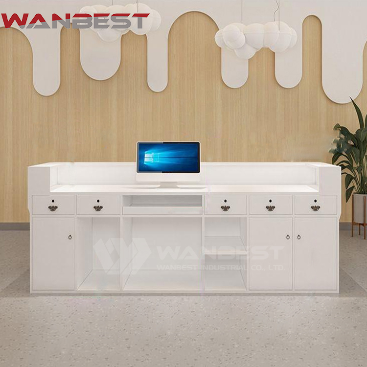 Modern white reception desk