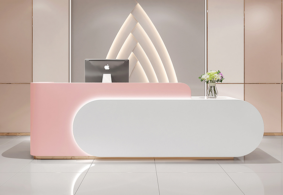 Modern Latest Style LED Strip White Reception Desk