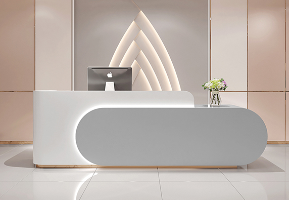 Modern Latest Style LED Strip White Reception Desk