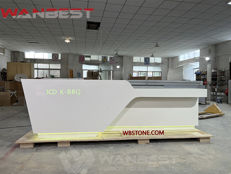 white reception desk