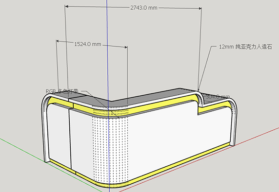 Color solid surface factory real shot LED reception desk