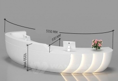 modern white oval curved front led reception desk