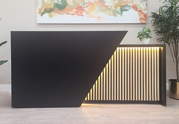 modern black led custom front salon reception desk