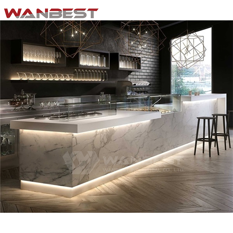 modern creative custom l shape white bar counter design